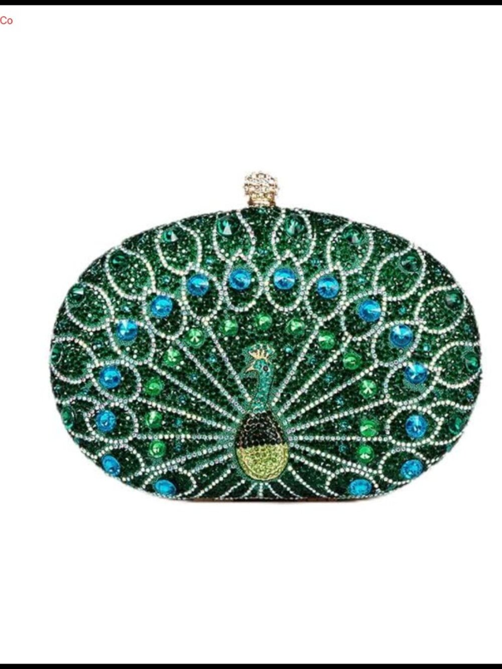 Rhinestone Clutch Peacock Crystal Evening Bag Detachable Chain